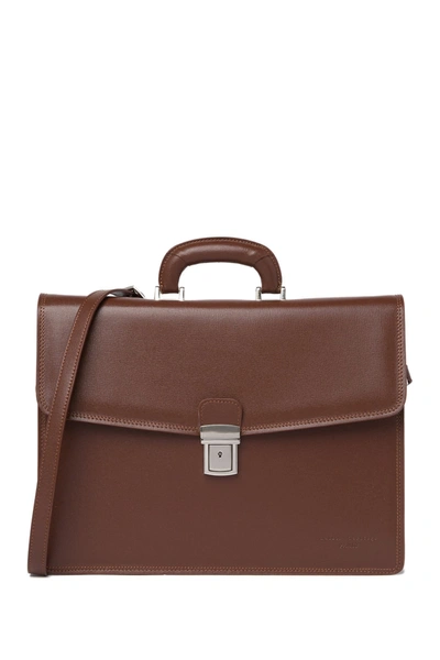 Maison Heritage Leather Briefcase In Brown