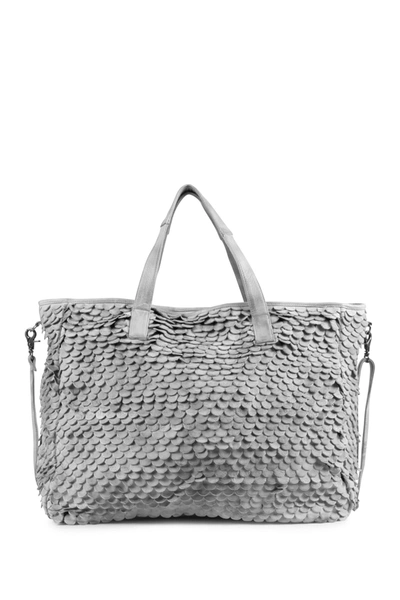 Day & Mood Jamie Leather Scalloped Weekend Bag In Grey
