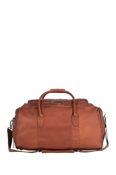 Kenneth Cole Colombian Leather Top Zip Duffel Bag In Cognac