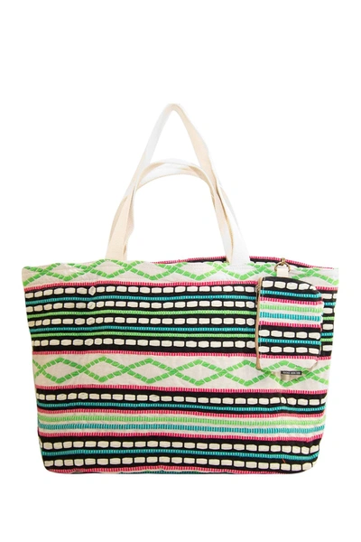 Vintage Addiction Jacquard & Canvas Tote With Matching Clutch In Multi