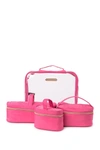 Aimee Kestenberg Hazel Transparent Cosmetic Travel Case Set In Bright Pink Scene St