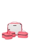 Aimee Kestenberg Hazel Transparent Cosmetic Travel Case Set In Bright Pink Neopn