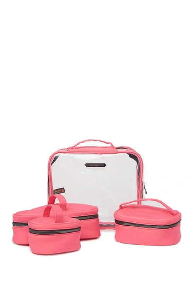Aimee Kestenberg Hazel Transparent Cosmetic Travel Case Set In Bright Pink Neopn