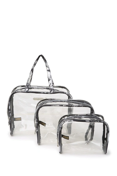 Aimee Kestenberg Chloe Transparent Tote Set In Black Tie Dye W/ Sil