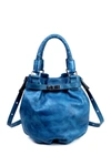 Old Trend Leather Pumpkin Bucket Bag In Navy