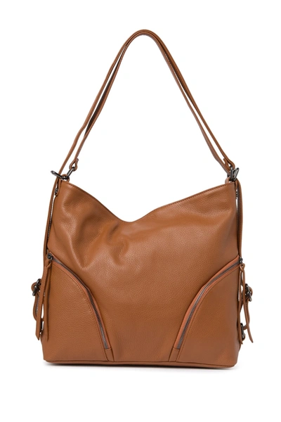 Giulia Massari Leather Top Handle Shoulder Bag In Cognac