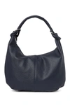 Giulia Massari Top Handle Leather Shoulder Bag In Dark Blue