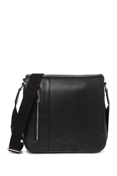 Maison Heritage Leather Zipper Flap Shoulder Bag In Black
