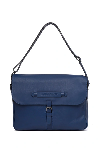 Longchamp Leather Messenger Shoulder Bag In Blue