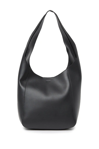 Dkny Bethune Leather Chain Hobo Bag In Black/silver