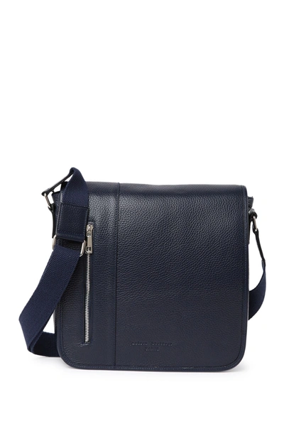 Maison Heritage Pebbled Leather Messenger Bag In Navy