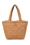 Marc Jacobs Quilted Nylon Medium Tote Bag In Brown Butter