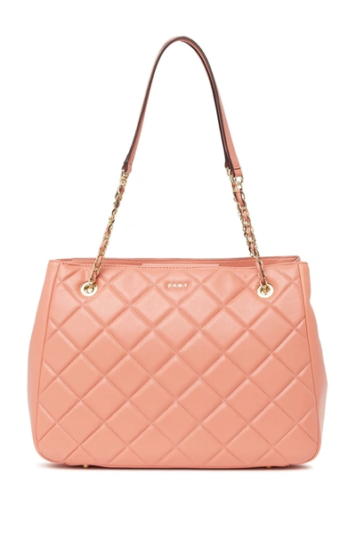 Dkny Barbara Quilted Leather Tote Bag In Coral