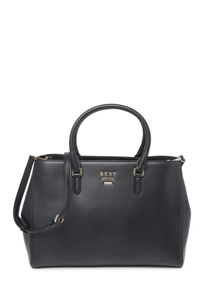 Dkny Whitney Work Leather Tote Bag In Blk/gold