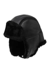 Surell Genuine Shearling Trooper Hat In Black/black
