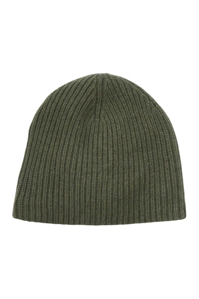 Portolano Cashmere Ribbed Beanie In Loden