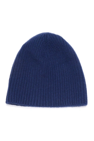 Portolano Cashmere Ribbed Beanie In Sugar Blue