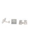 HART SCHAFFNER MARX RHODIUM PLATED FORMAL CUFF LINK,797458126603