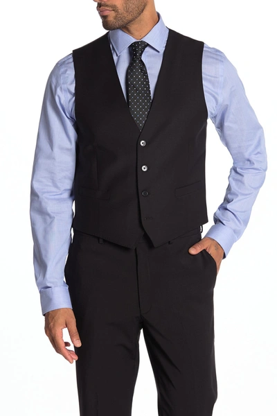Calvin Klein Plain Black Slim Fit Wool Blend Suit Separate Vest