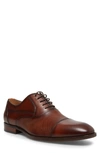 Steve Madden Proctor Textured Leather Cap Toe Derby In Tan Leathe