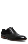 Steve Madden Proctor Textured Leather Cap Toe Derby In Black Leat