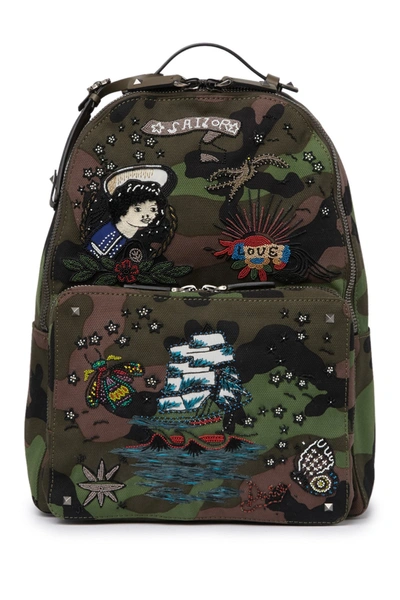 Sac à Dos Valentino Garavani Rockstud Camouflage - Cuir Et Nylon, Taille Medium, Neuf Avec étiquettes