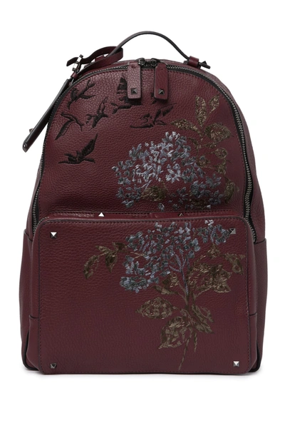Valentino Garavani Floral Embroidered Backpack In Rubin