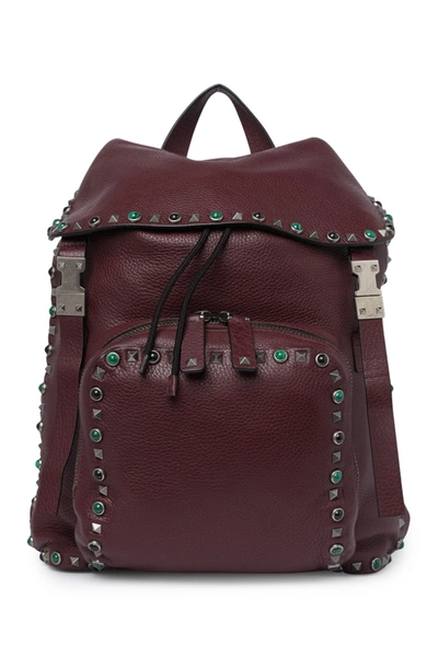 Valentino Garavani Studded Leather Backpack In Rubin