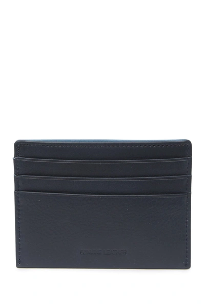 Original Penguin Ombre Leather Slim Card Case In Navy