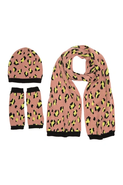 French Connection Leopard Print Hat In Pink Lep