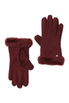 Ugg Genuine Dyed Shearling Slim Side Vent Gloves In Winetasting