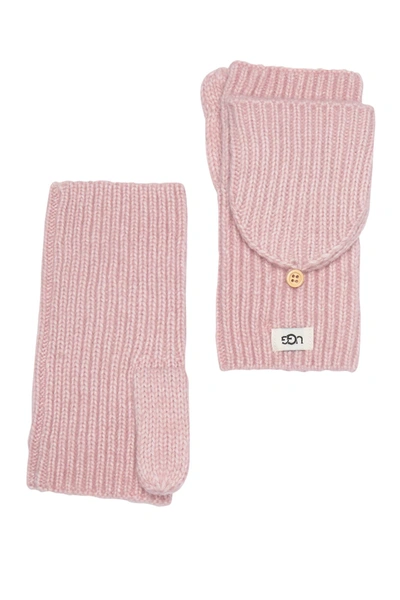 Ugg Cozy Ribbed Knit Flip Mittens In Pink Crystal