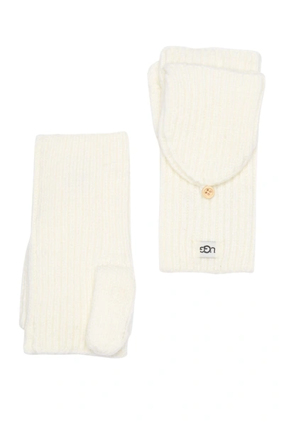Ugg Cozy Ribbed Knit Flip Mittens In Ivory