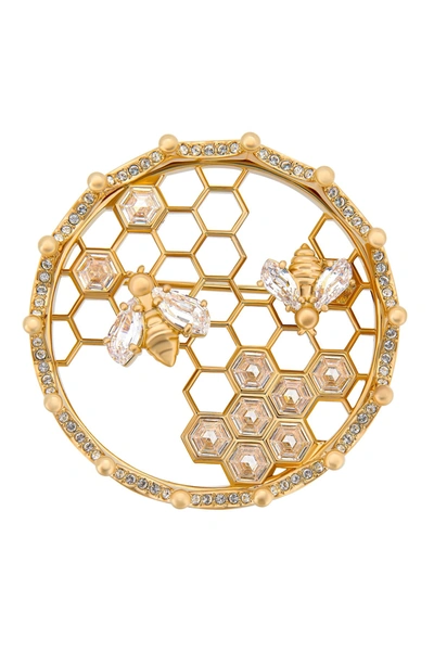 Swarovski Crystal Honeycomb Brooch In Multi