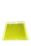 R16 Home Neon Green Square Tray In Neon Green