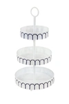 Willow Row White Iron Farmhouse 3 Tier Tray Stand In White
