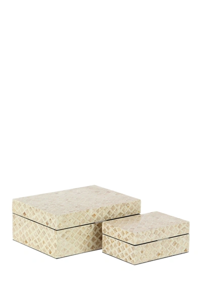 Willow Row Multi Wooden Inlay Box 2-piece Set In Beige