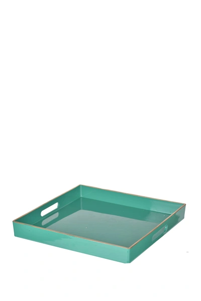 R16 Home Turquoise Mimosa Square Tray In Green