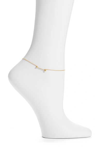 Argento Vivo 18k Gold Plated Sterling Silver Simple Beaded Ankle Bracelet