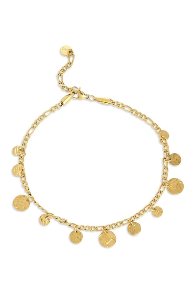 Savvy Cie 18k Gold Plated Coin Anklet In Yellow