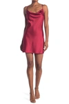 Know One Cares Satin Mini Slip Dress In Red