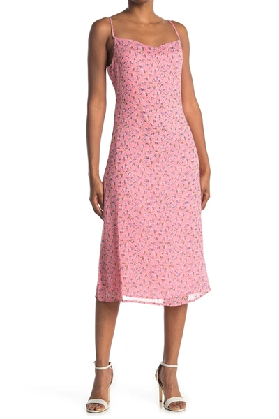 Re:named Apparel Marley Cowl Neck Cami Midi Dress In Pink Multi