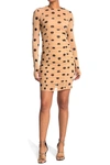 Afrm Blair Ruched Floral Bodycon Dress In Sand Polka Dot