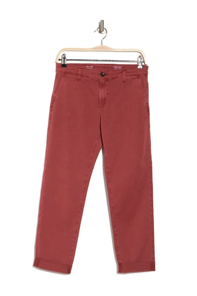 Ag Caden Straight Crop Jeans In Sulfur Mahogany Red