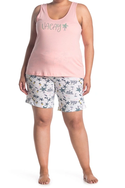 Izod Vacay Tank & Shorts Pajama Set In 680 Quartz Pink