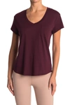 Free Press V-neck Pocket T-shirt In Burgundy Stem