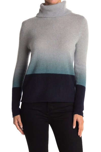 360cashmere Lucia Ombre Polo Knit In Misty Blue/teal/navy