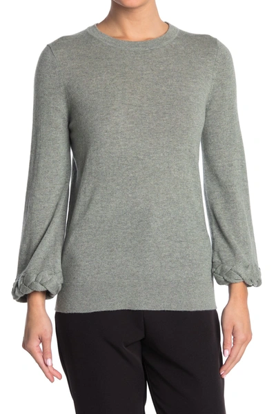 Kinross Braided Cuff Cashmere Knit Sweater In Sage