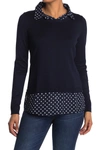 Adrianna Papell Two Fer Collared Sweater In Nvnvmeddot