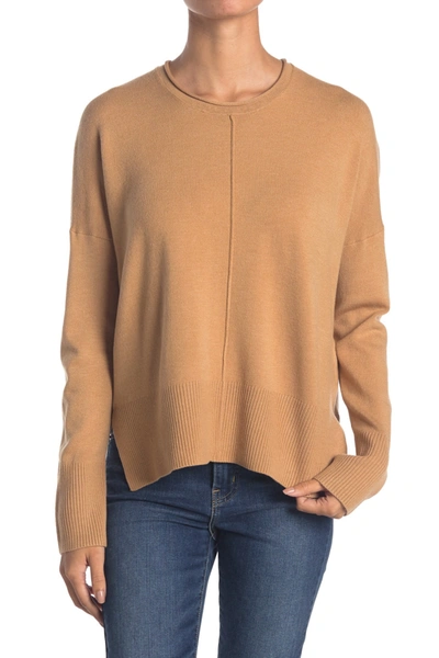 French Connection Scoop Neck Long Sleeve Sweater In Camel Mel